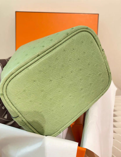 Hermès Picotin Micro Ostrich Vert Criquet