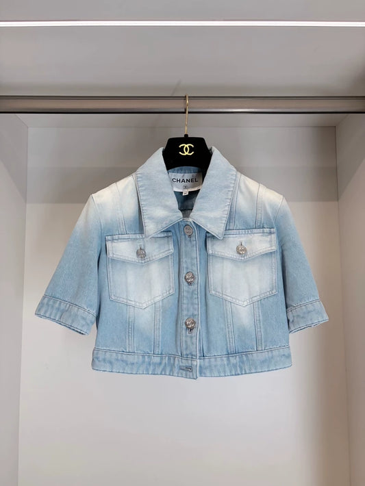 Chanel 24M Gradient Light Blue Denim Short Jacket