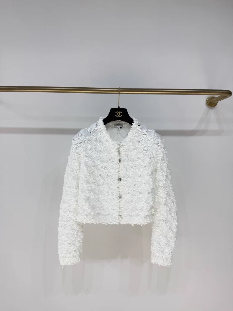 Chanel 25P white knit cardigan