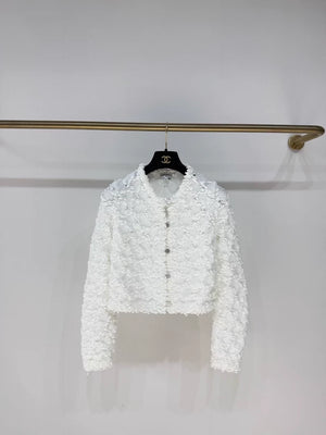 Chanel 25P white knit cardigan