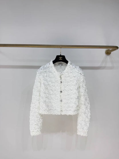 Chanel 25P white knit cardigan