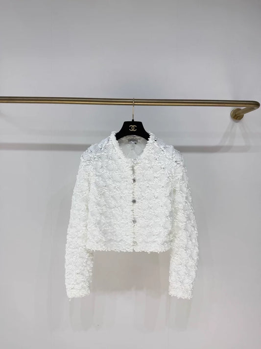 Chanel 25P white knit cardigan