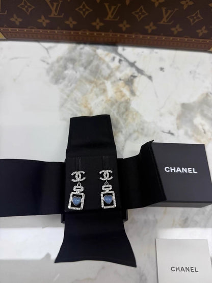 Chanel 25P blue perfume bottle earrings