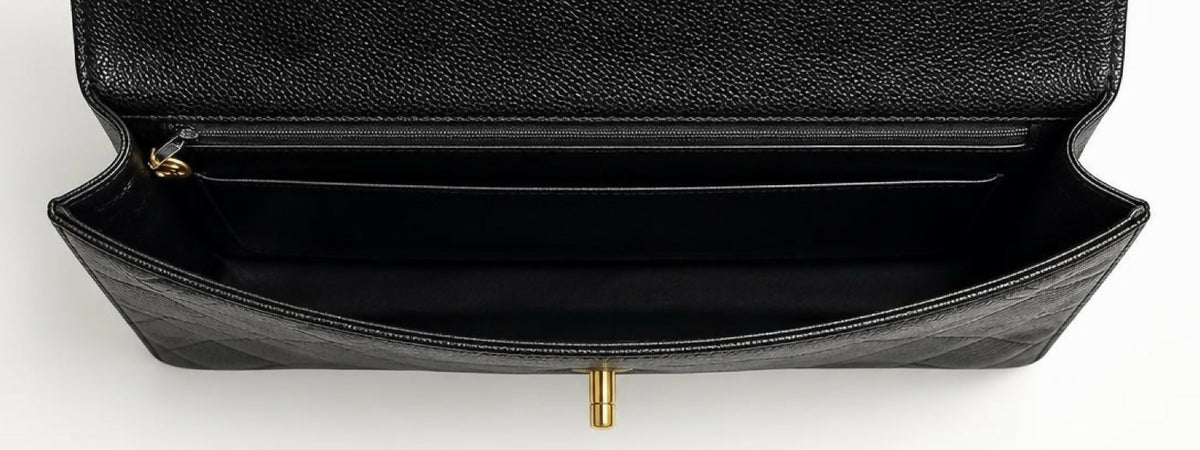 Chanel XL Jumbo Black Caviar Quilted Classic Briefcase Bag 24K Gold hardware