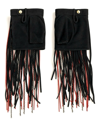 Rare Chanel 14A Paris Dallas Fingerless Fringe Chain Statement Gloves