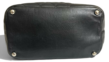 Chanel 2005 Black White Calfskin Quilted Medium Cambon Tote Bag