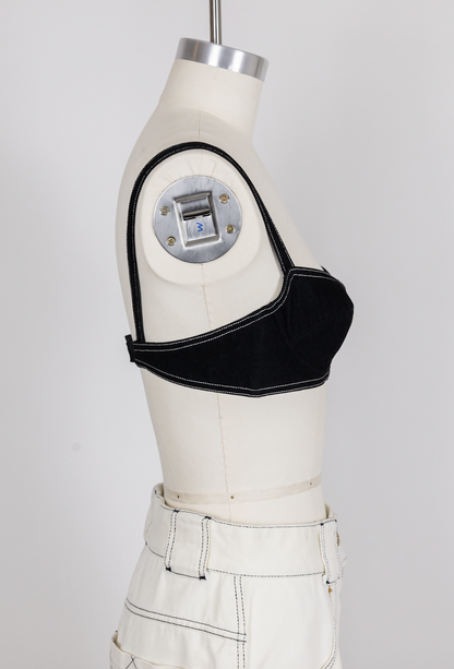 Chanel Vintage 1994 Spring/Summer Vintage Black Denim Bra Bustier