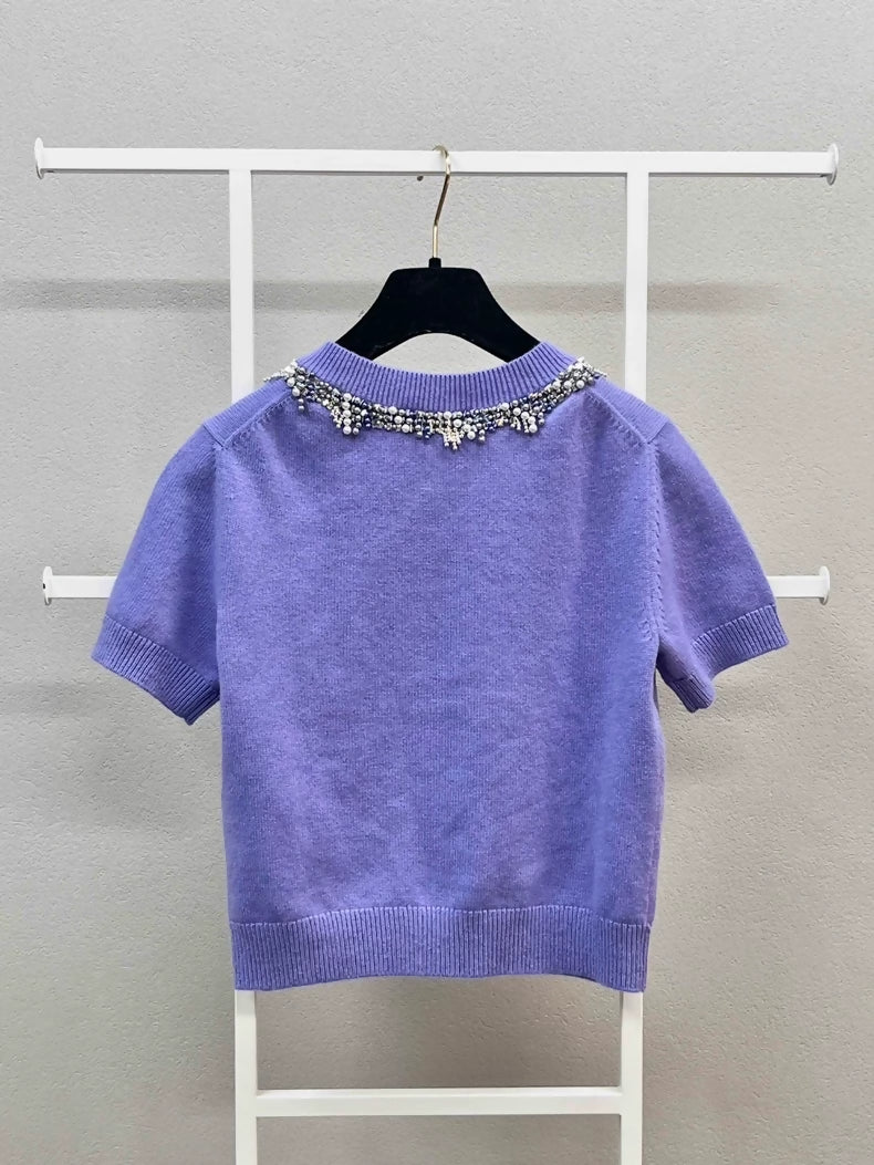Chanel 22P purple knitted top