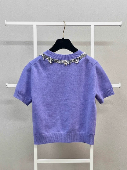 Chanel 22P purple knitted top