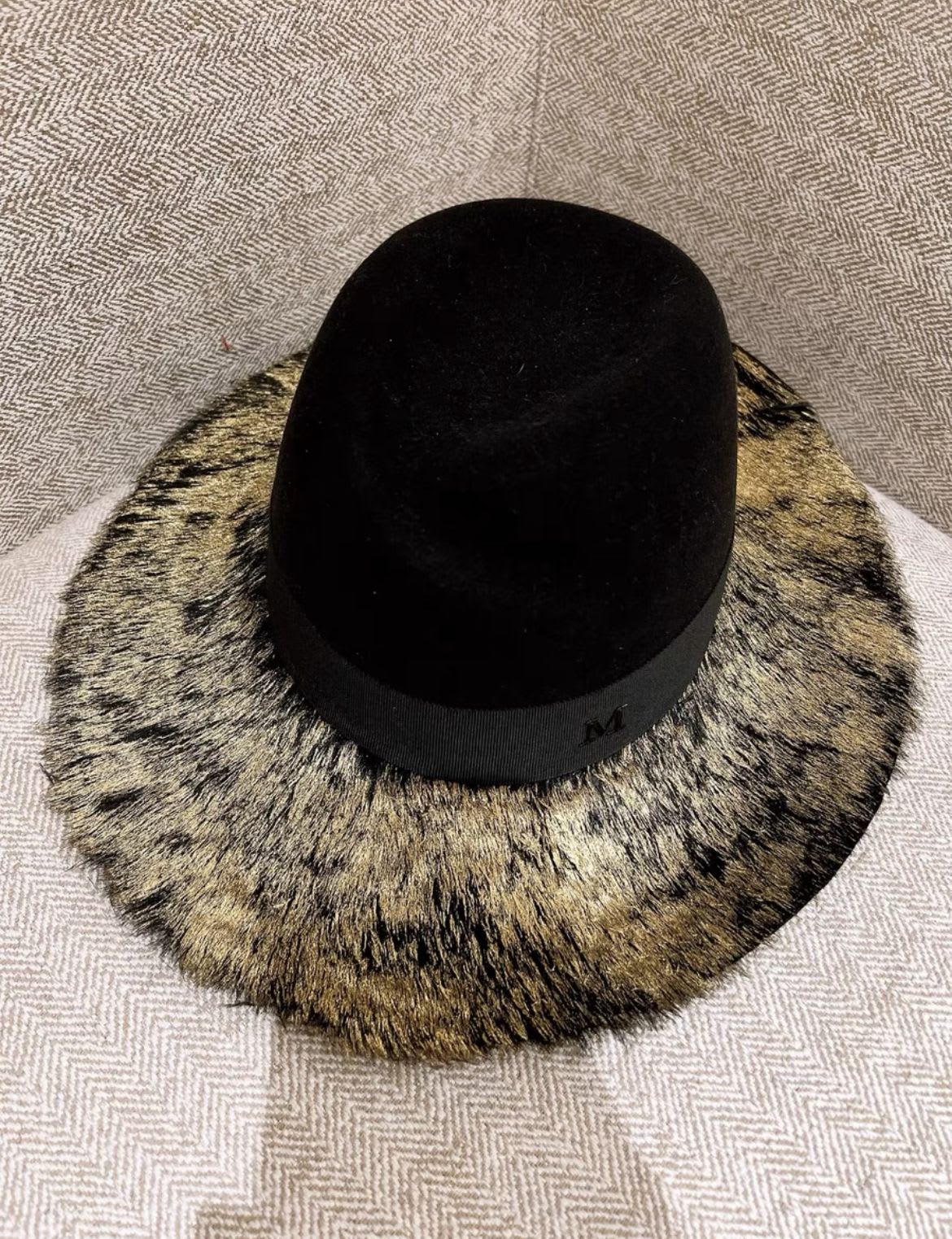 Maison Michel MM black gold feather hat