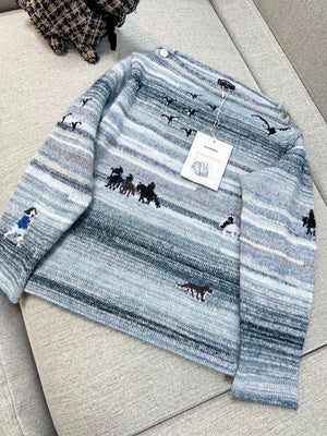Chanel 24k mixed-color striped and embroidered off-the-shoulder top