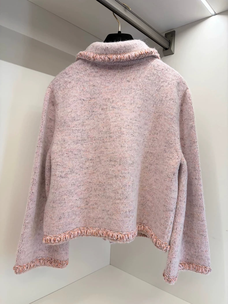 Chanel 25B Pink-Orange Cashmere Cardigan