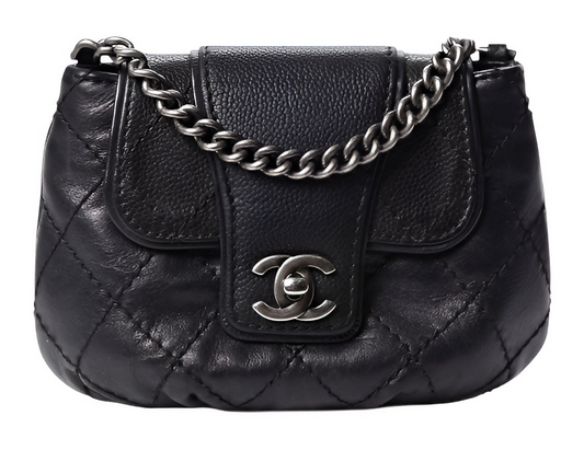 Chanel 14A Paris-Dallas Black Caviar Mini Classic Messenger Flap Bag