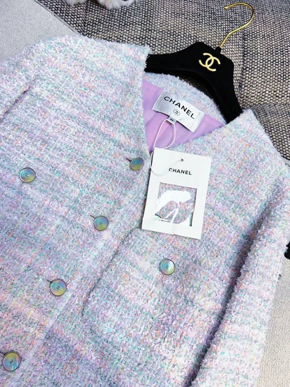 Chanel 25P  iridescent multicoloured purple tweed jacket