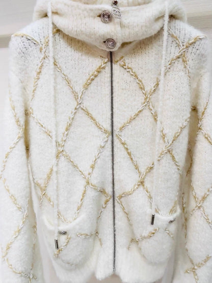 Chanel wool ski knit cardigan