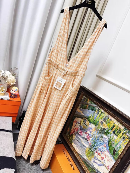 Chanel 23S Orange Houndstooth Jumpsuit