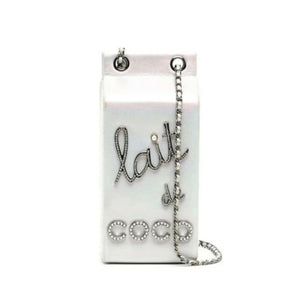 Chanel Iridescent Silver Lait de Coco Milk Carton Bag