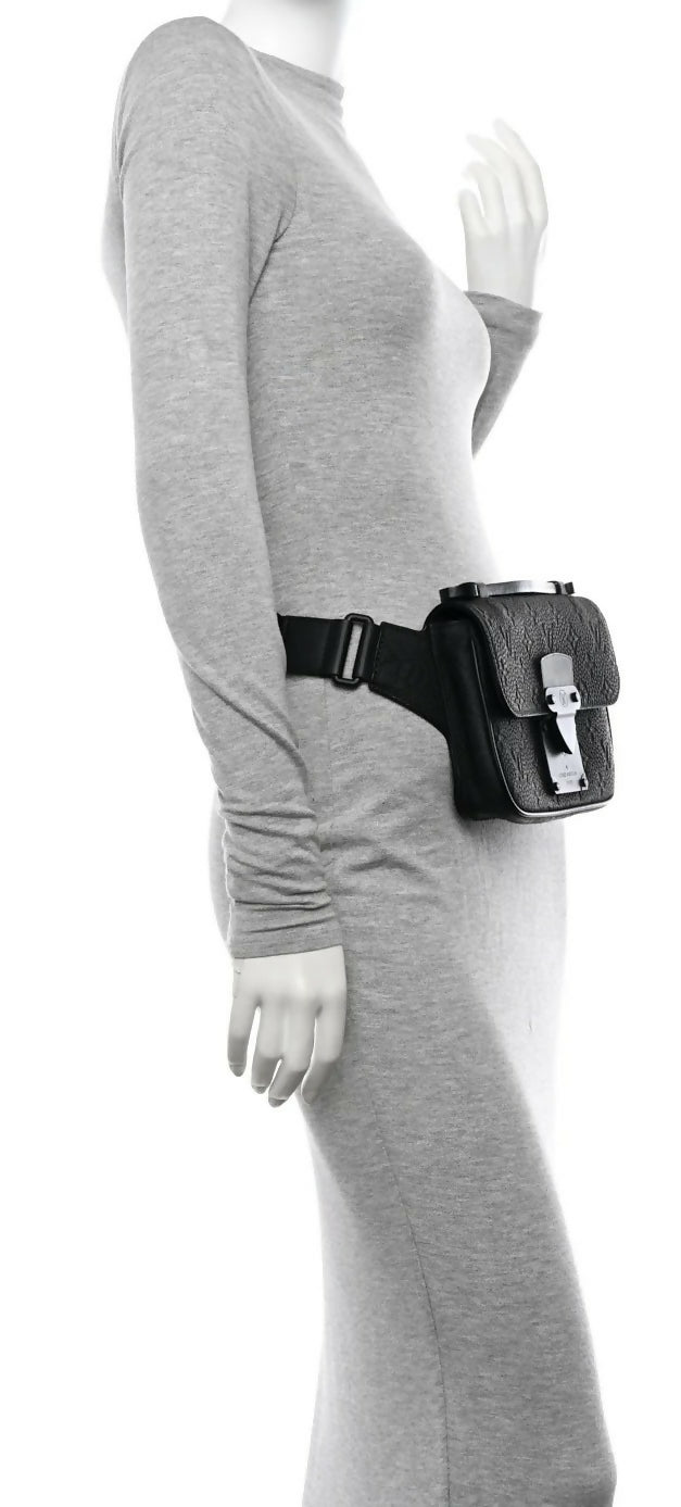 Louis Vuitton Matte Black Taurillon Monogram S Lock Sling Crossbody Waist Bag