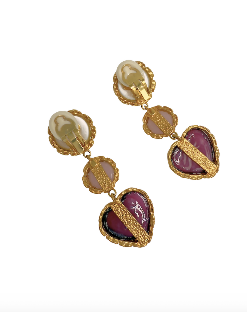 Chanel Heart Gripoix Earrings Collection 28 – Pink