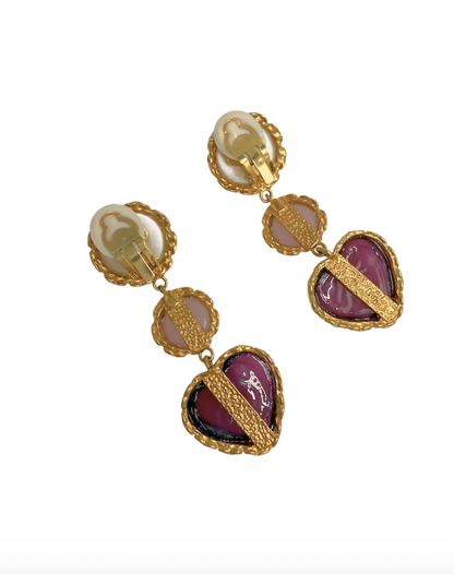 Chanel Heart Gripoix Earrings Collection 28 – Pink
