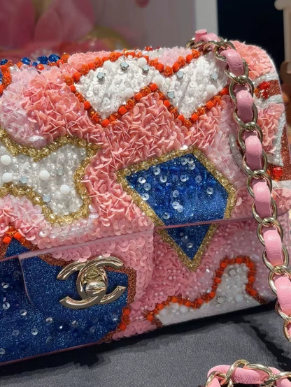 Chanel 23A Métiers d'Art Colorful Beaded Embroidery CF Mini Shoulder Bag