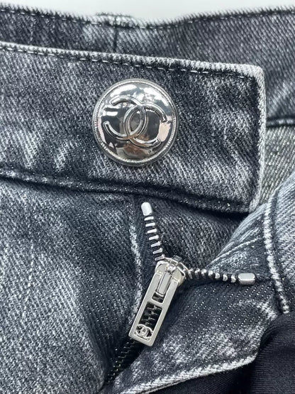 Chanel 23C Smoky Grey CC Logo Jeans