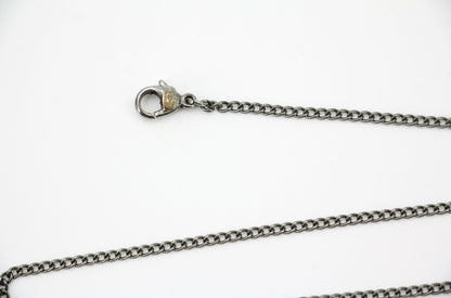 Chanel Vintage 03A Enamel Black Skull Grey CC Necklace