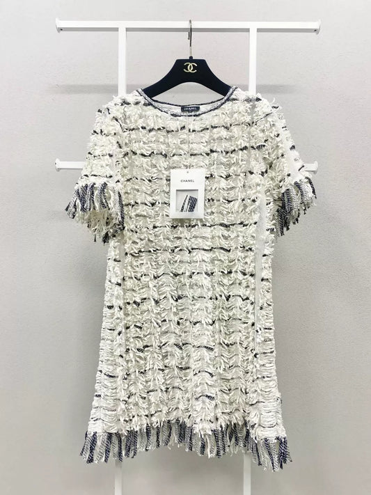 Chanel 18S black and white tweed dress