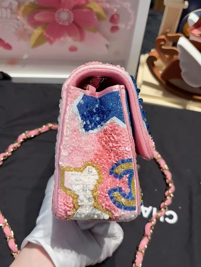 Chanel 23A Métiers d'Art Colorful Beaded Embroidery CF Mini Shoulder Bag