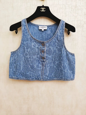 Chanel Camellia Denim Vest