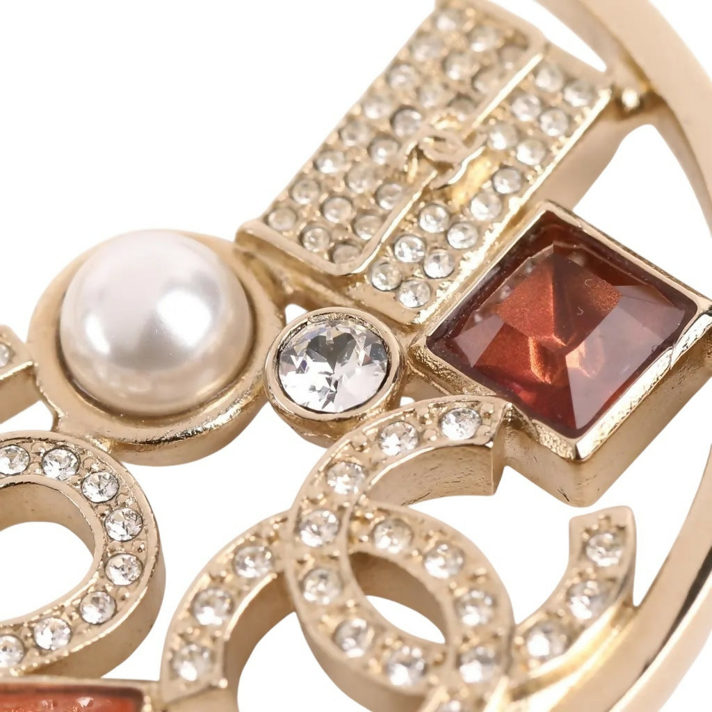 Chanel 2023 Multicolor Gold N 5 Timeless Large Hoop Earrings