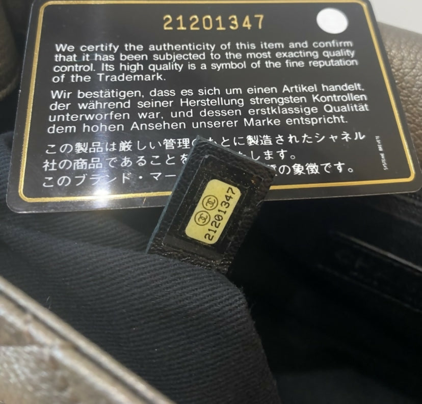 Chanel City Rock Large Dark Grey Metallic Quilted Goatskin Flap Bag