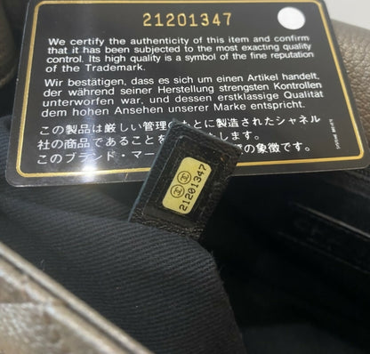 Chanel City Rock Large Dark Grey Metallic Quilted Goatskin Flap Bag