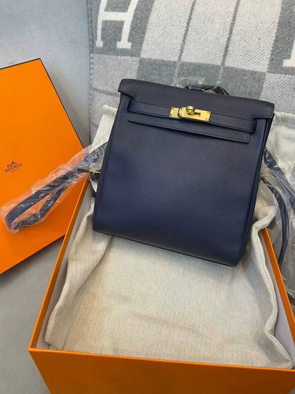 Hermes Kelly Ado Midnight Blue Leather Gold Hardware