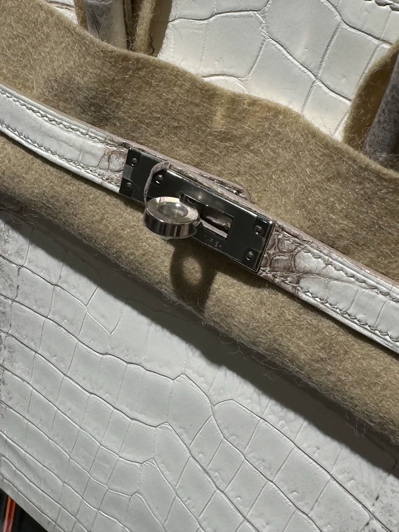 Hermes Birkin 25 Himalayan crocodile leather palladium hardware