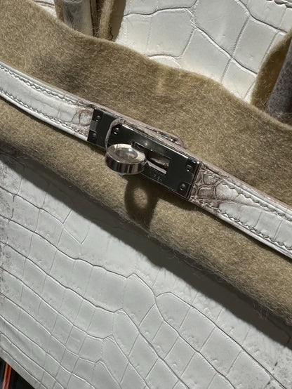 Hermes Birkin 25 Himalayan crocodile leather palladium hardware