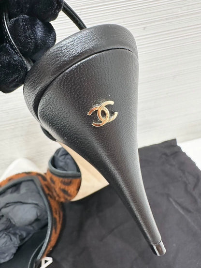 Chanel 26a leopard print 7cm heels, size 37.5,