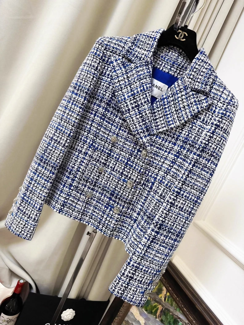 Chanel 20P Blue and White Tweed Jacket