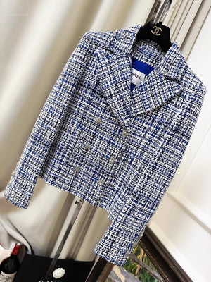 Chanel 20P Blue and White Tweed Jacket