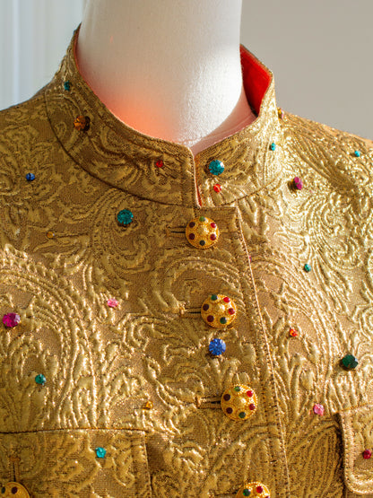 chanel vintage fall 1996 gold brocade jeweled embellished 96a jacket 6