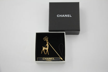 Chanel Vintage 01A Rhinestone Gold Plated Deer Brooch
