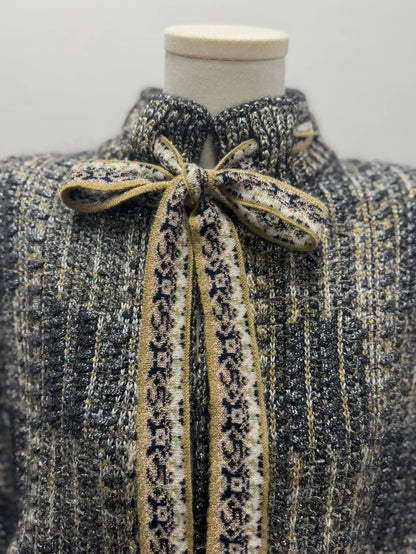 Chanel 16A Gold and Silver Blend Silk Cape Coat
