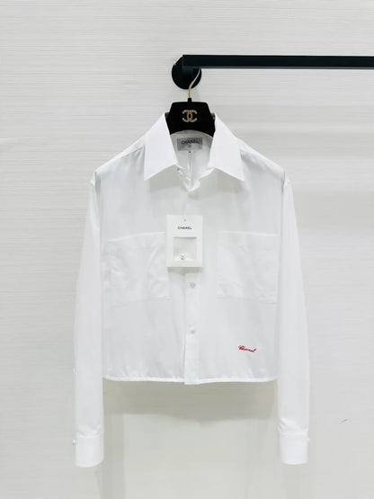 Chanel 26S white striped cropped shirt