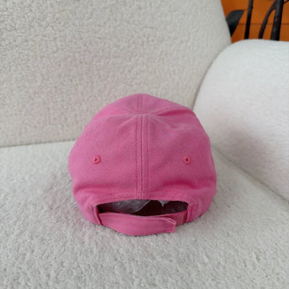 Balenciaga Pink Logo Embroidered Baseball Cap