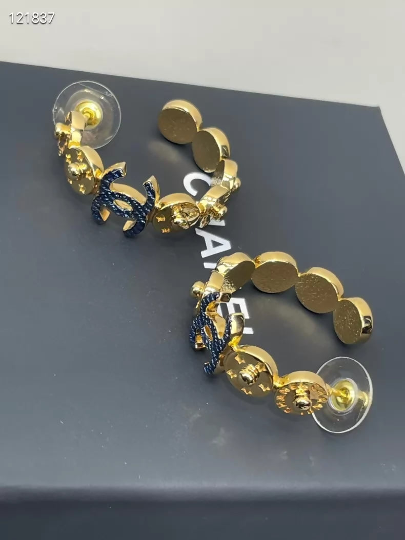 Chanel 24P gold hoop earrings
