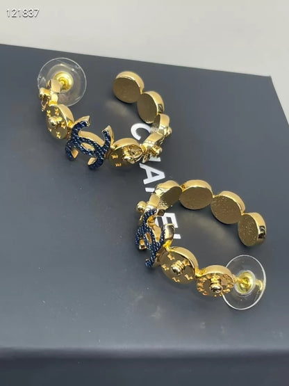Chanel 24P gold hoop earrings