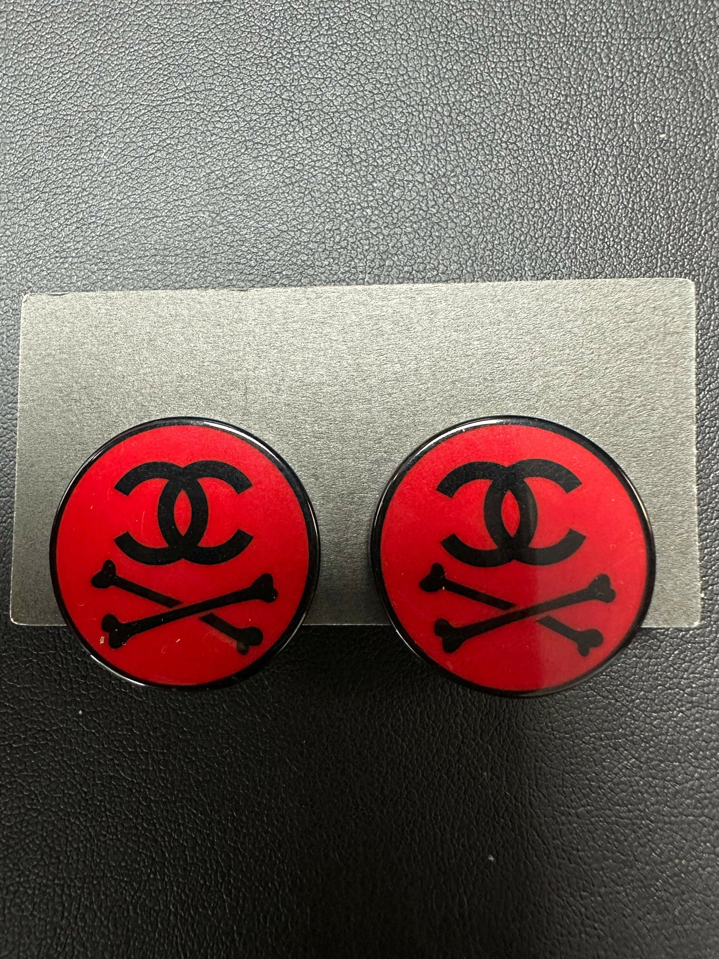 Chanel Vintage 03P Resin Red Skull Clip-on Earrings
