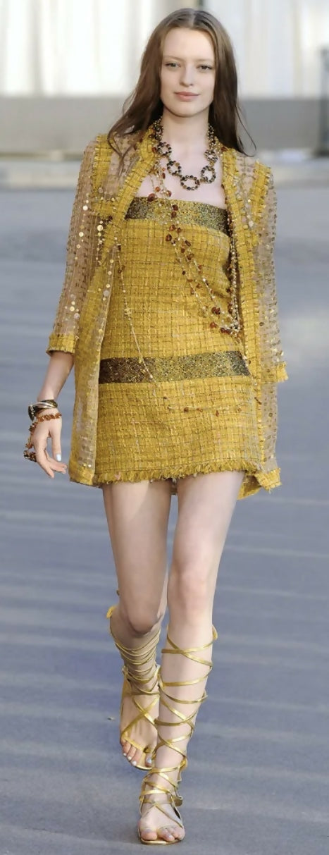 Chanel 11C Runway Amber Orange Gold Pearl Sautoir Long Strand Statement Necklace