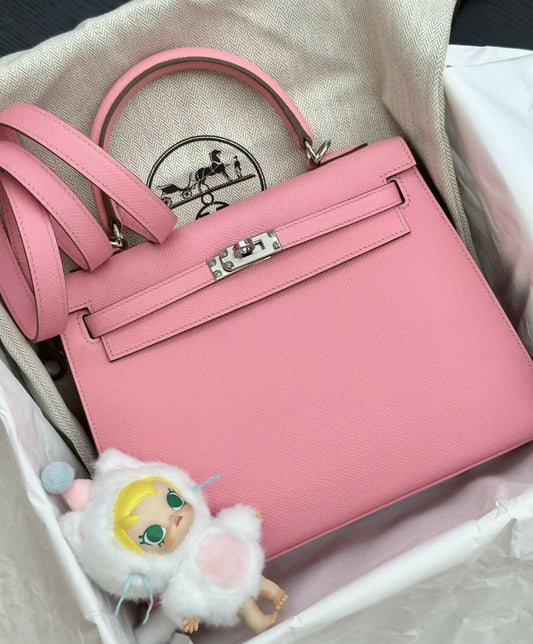 Hermès Kelly Sellier 25 Rose Confetti Epsom with Palladium Hardware