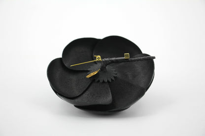 Chanel Vintage 81-85 Patent Leather Black Large Camellia Brooch